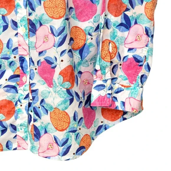 J McLaughlin Shirt Womens Large Button Up Lois‎ Callery Fruits Resort Vacation - Picture 4 of 11